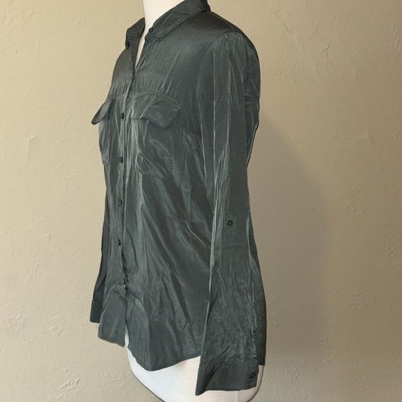 EXPRESS casual button up shirt with double breast pockets women’s small petite - Picture 4 of 13